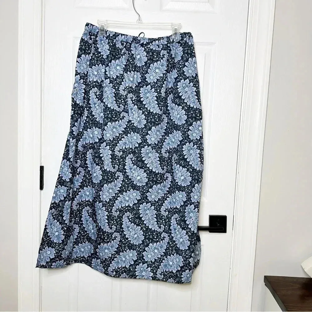 J. CREW COLLECTION Pull-on Skirt in Ratti® Pacific Paisley Blue‎ Floral Size M - Image 10