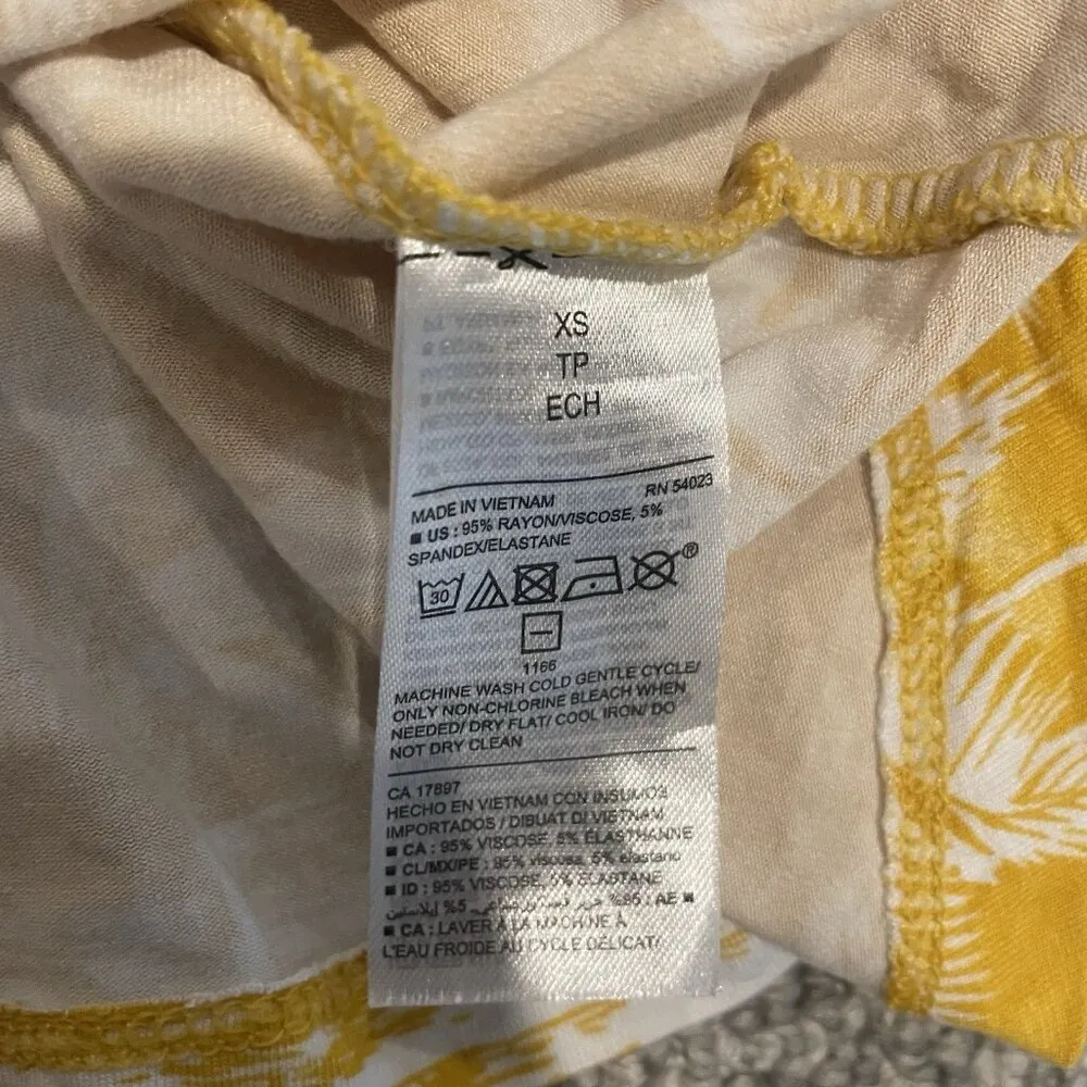 Old Navy Sress Women's XS/S Sleeveless High Neck Mustard Palm Tree Print Swing - Image 5