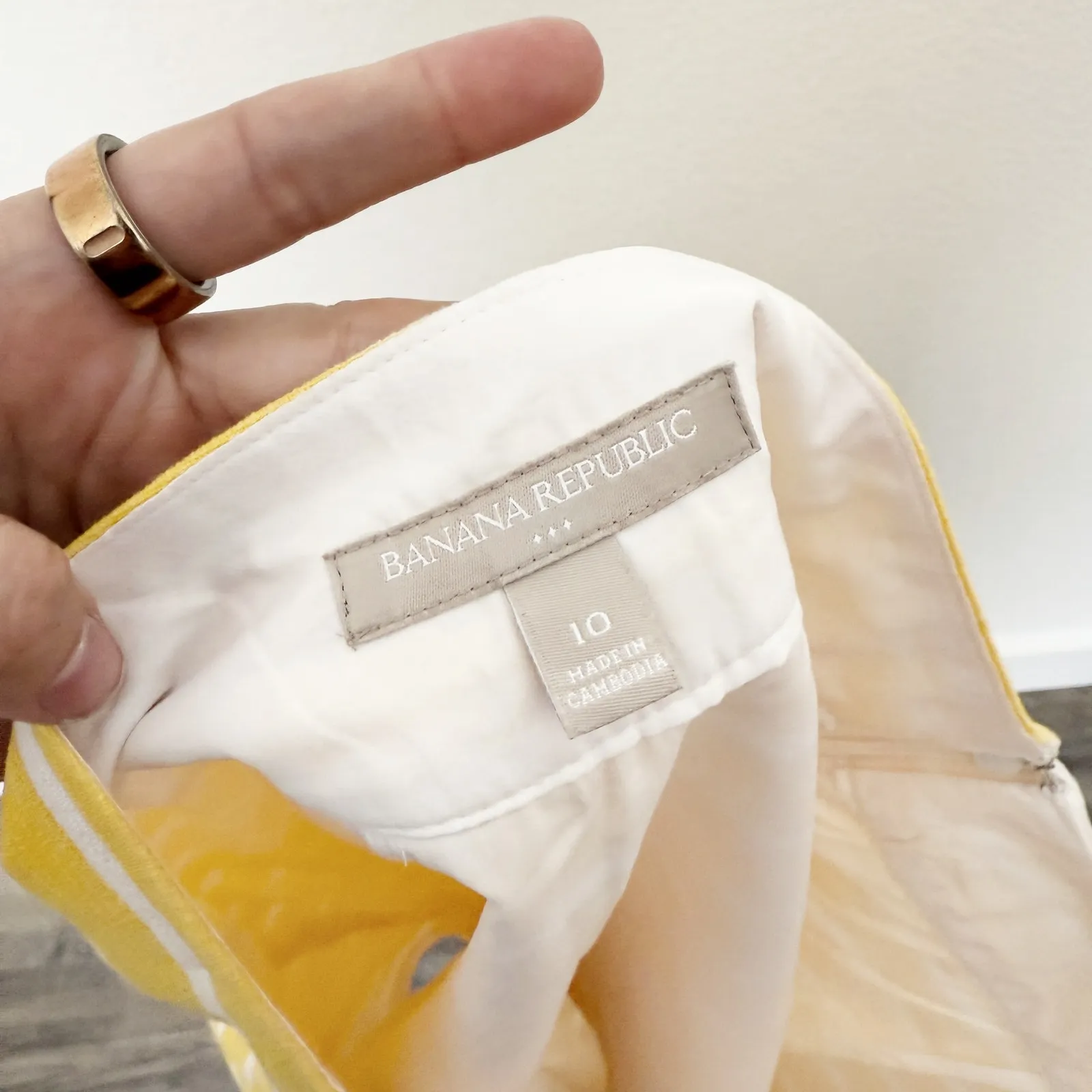 [Banana Republic] Yellow White Striped Cotton Mini Skirt Preppy Classic Size 10 - Image 9