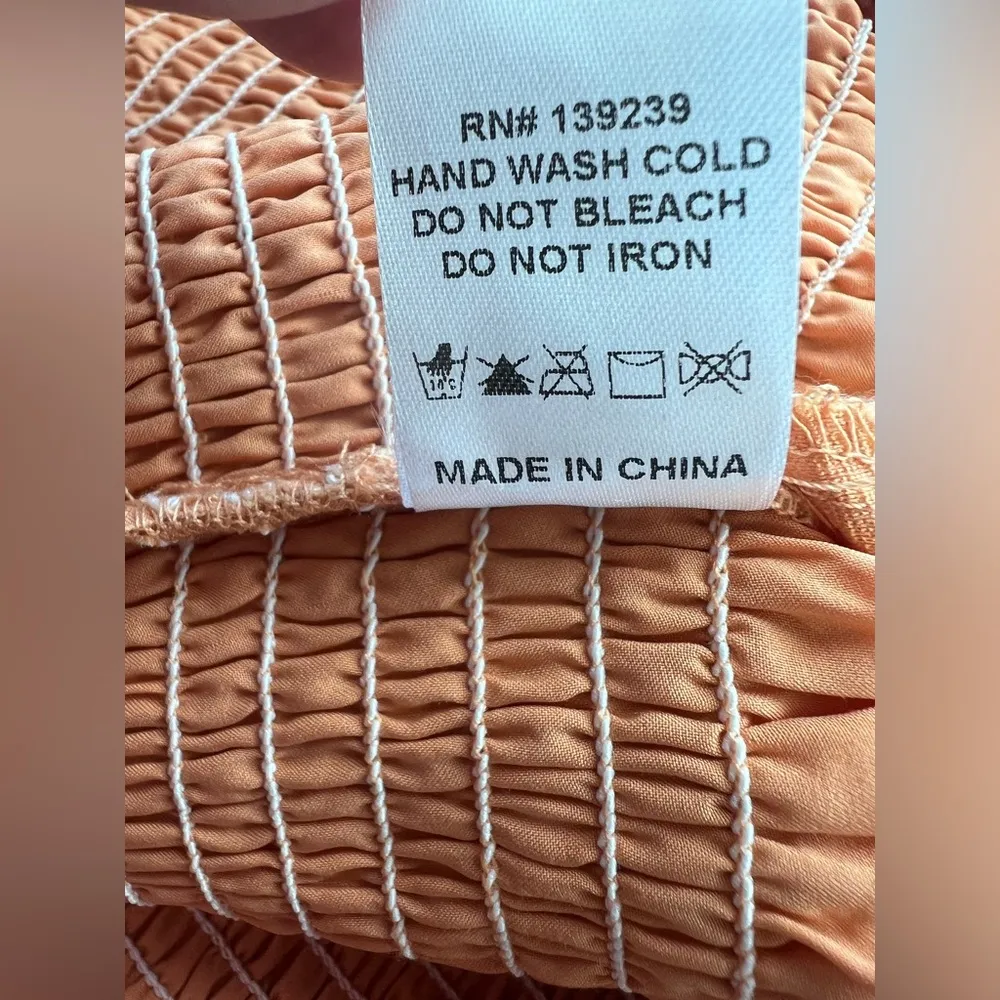 NWT: DO + BE Smocked Waistband Wide Leg Bottom Pants in Light Orange Size Large - Image 8