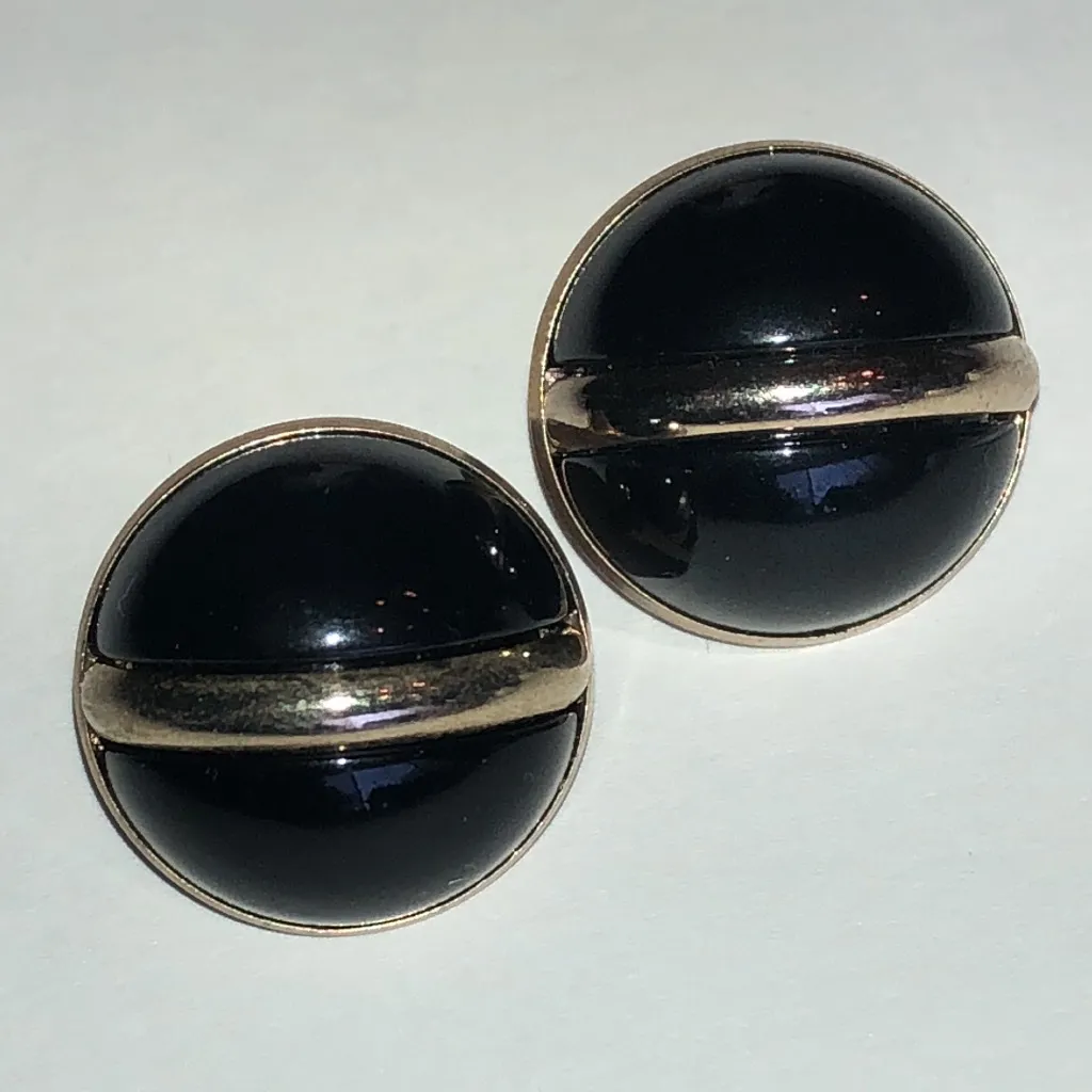 Sarah Coventry Elegant Vintage Navy Blue and Gold Tone Earrings - Image 2