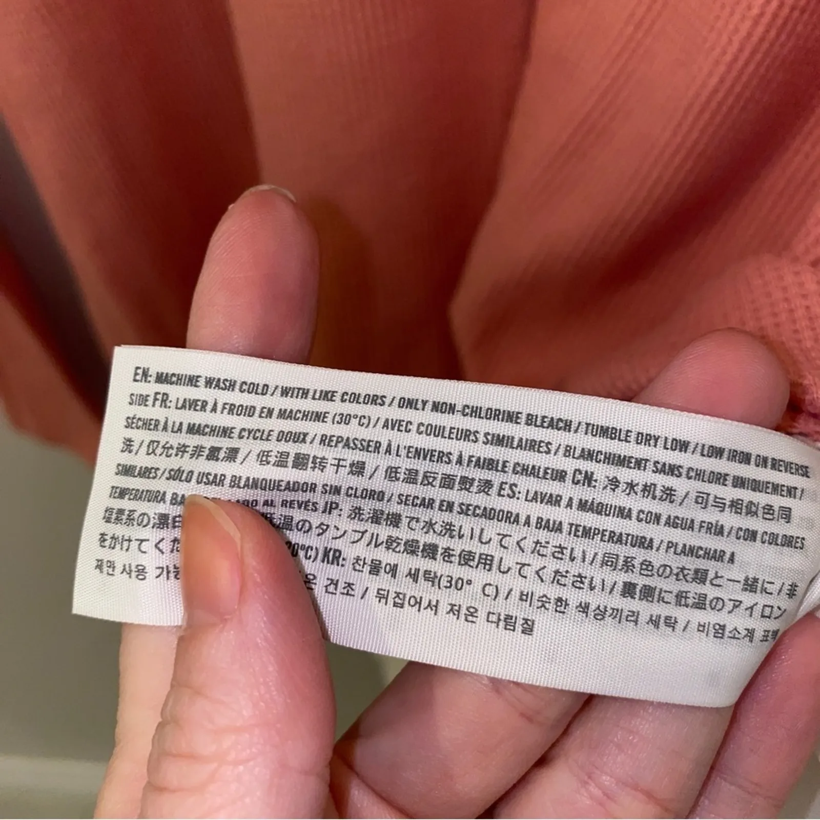 Hollister Rose Pink Waffle Knit Thermal Lace Trim Long-sleeved Winter Top Small - Image 5