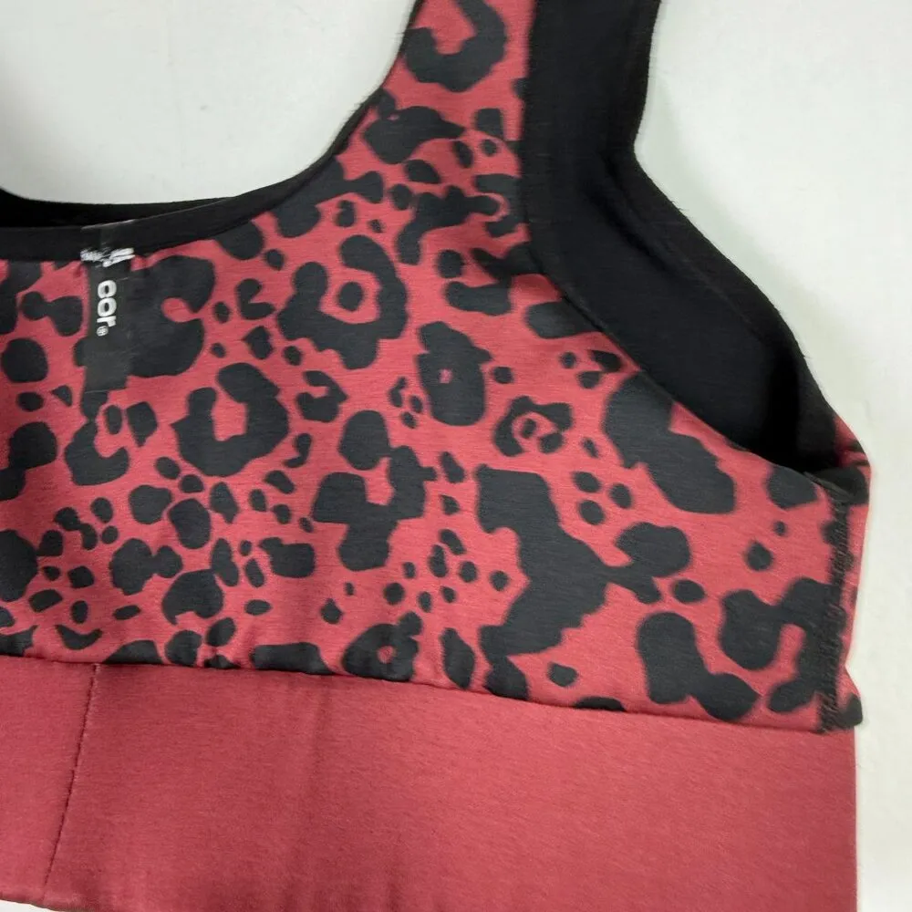 COR designed by Leopard-Print Sports Bra Red Size Small S EUC - Image 7