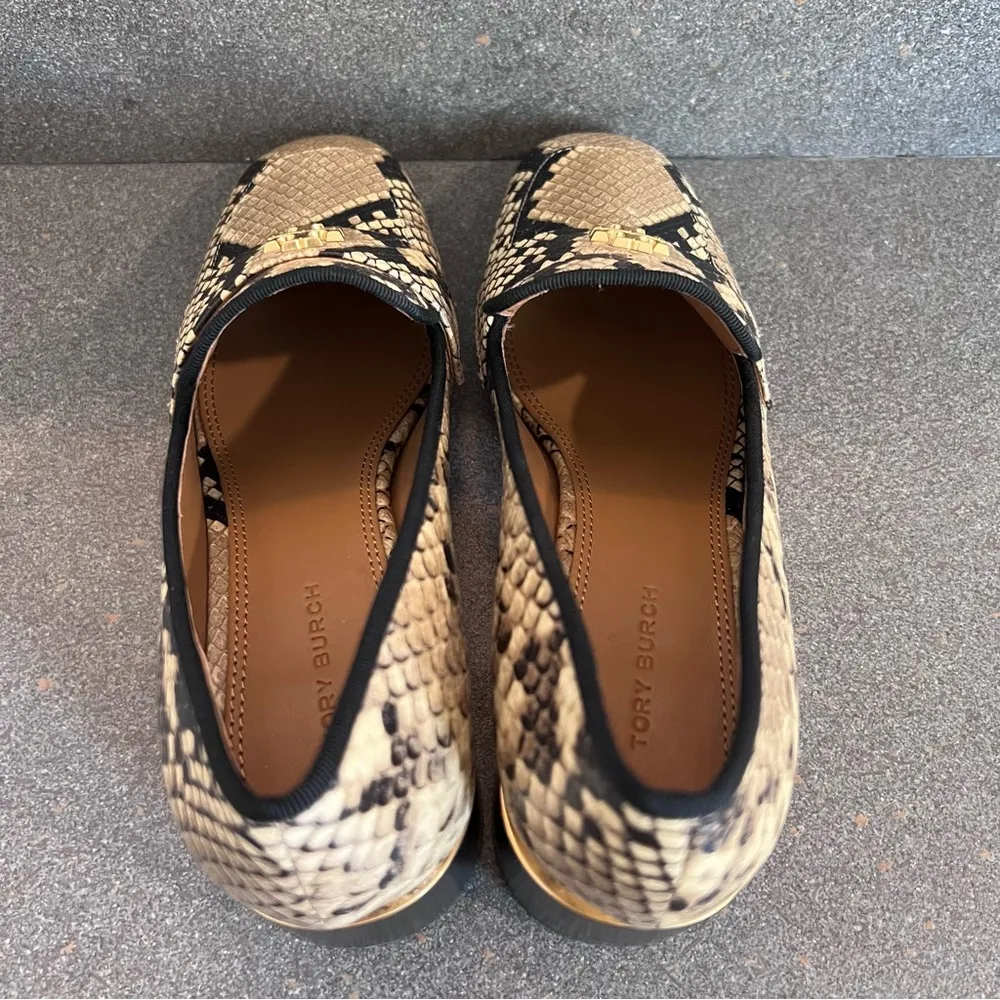 Tory Burch Python Snakeskin Embossed Leather Chunky Heel Pump Loafers, 5.5, NEW - Image 6