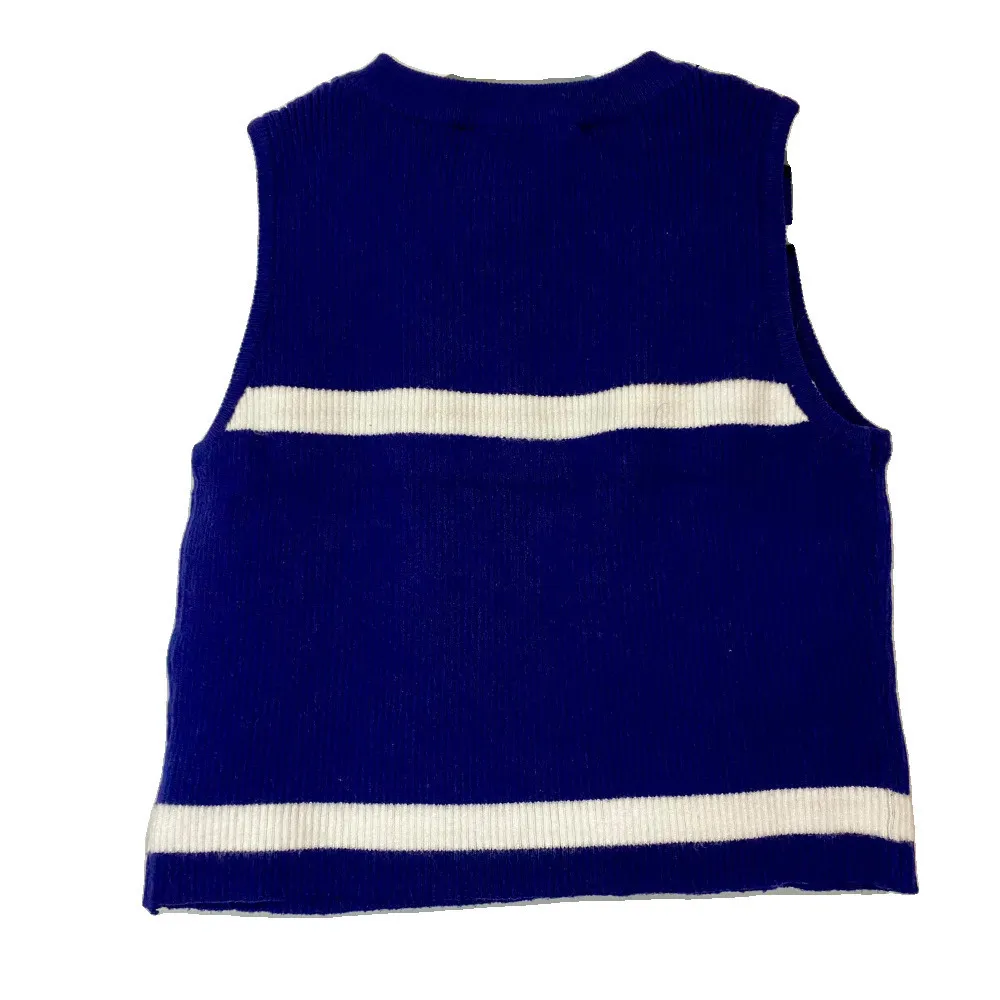 Cider Women’s Striped Knitted Cami Crop Vest Top Blue Stripes Size Medium EUC - Image 5