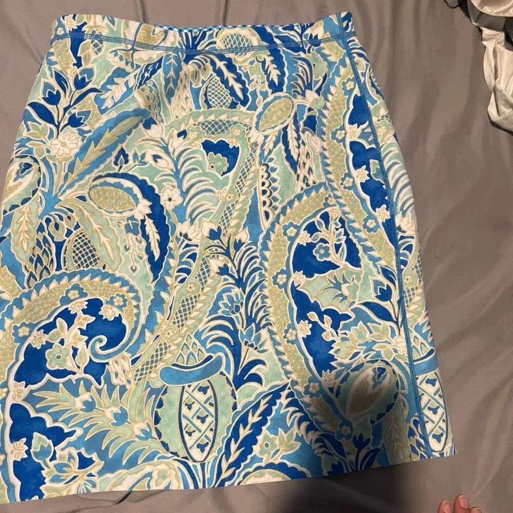 J. McLaughlin Paisley Floral Print Skirt M Coastal Cowgirl Whimsical Preppy - Image 6