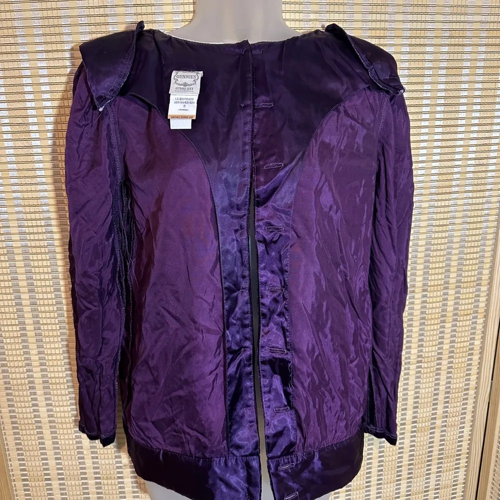 Gunnies Gunne Sax by Jessica McClintock Vintage Purple Velvet Jacket Lace Trim 5 - Image 13