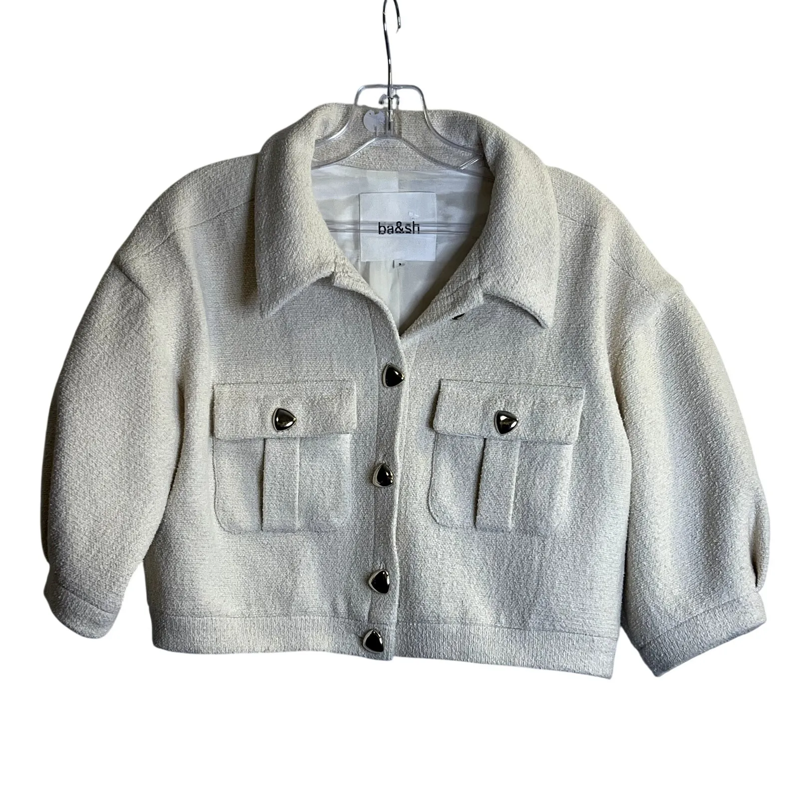 Ba&Sh cropped Jacket Paleo Ecru Size L 3 New - Image 3