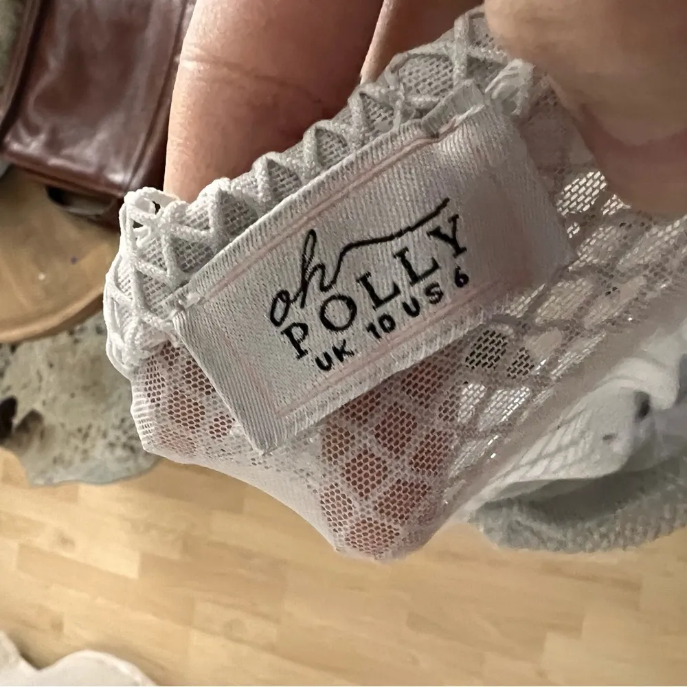 OH POLLY JORDANA Embellished Handkerchief Hem Midi  Fishnet Skirt in Silver Sz 6 - Image 9