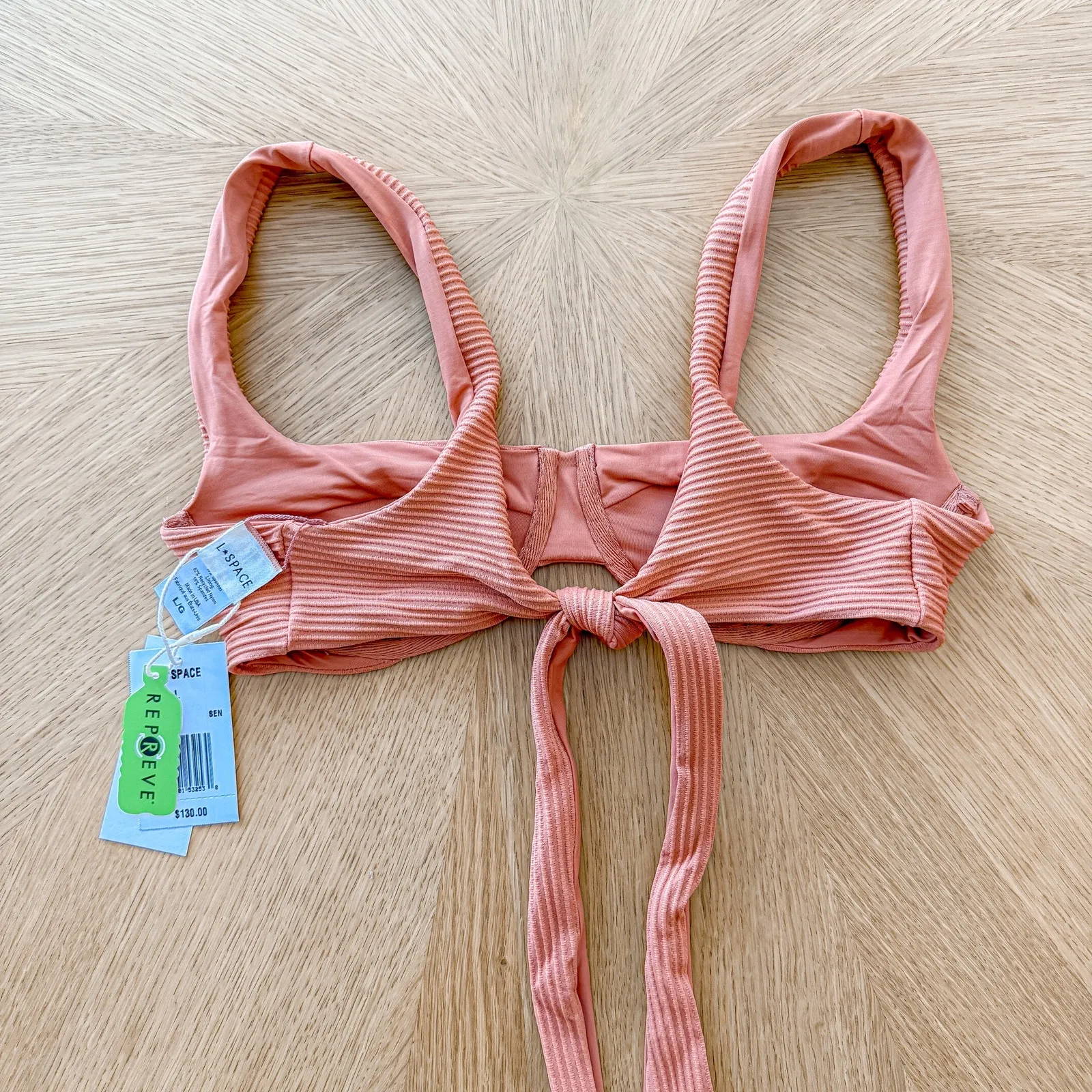 L Space Bikini Top Womens Lg Nikita Sienna Ribbed Eco Chic Repreve Boho Summer Orange - Image 6