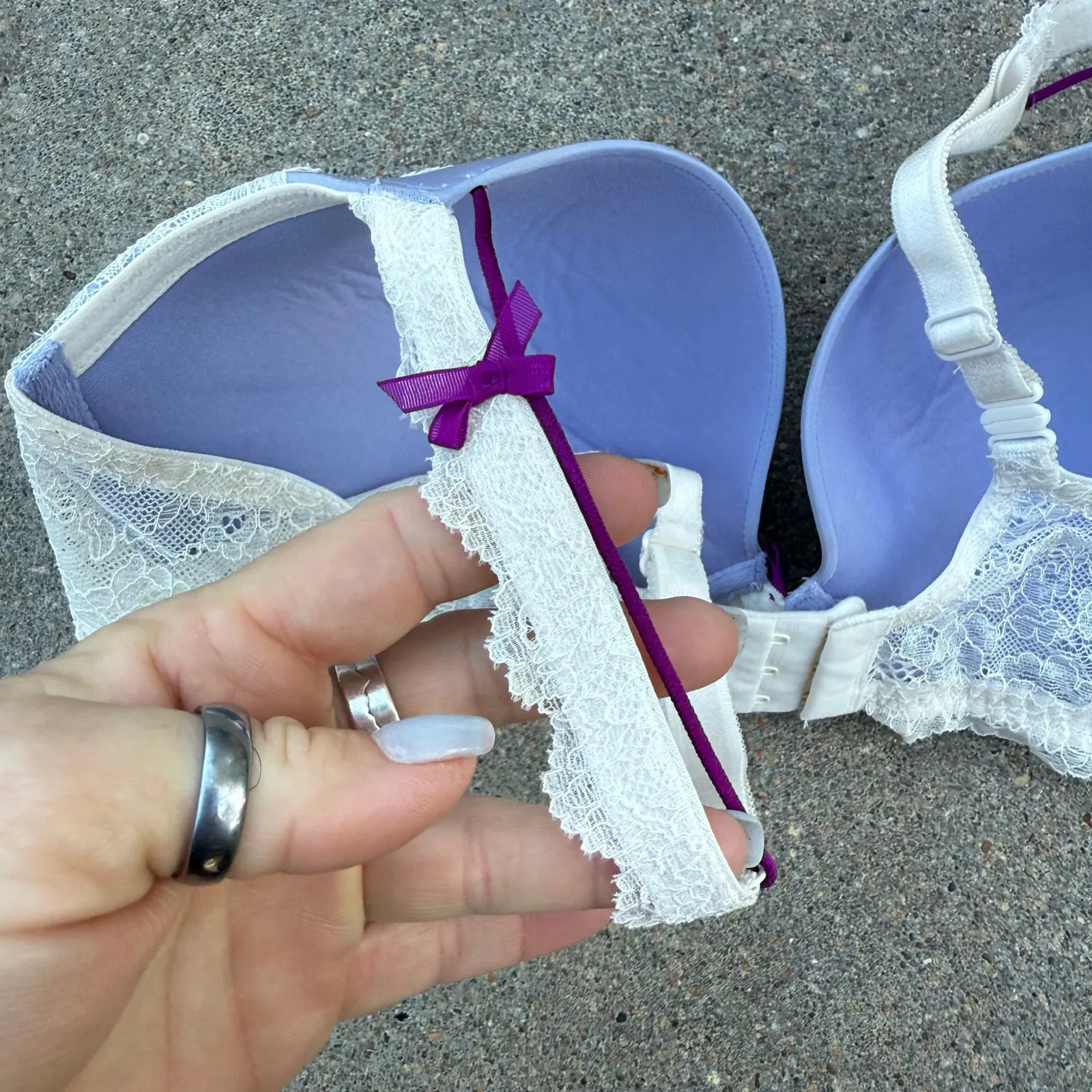 Victoria's Secret 38D Lilac Purple White Lace Dream Angels Push Up Bra - Image 6