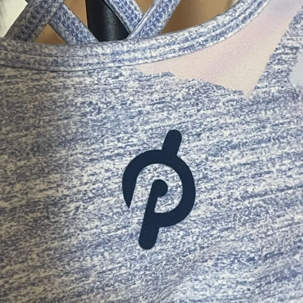 Peloton WITH Women's Strappy Sports Bra - Blue and Pink Logo Mesh Sz M - Image 4