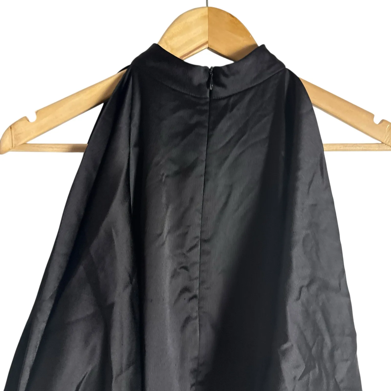 Arias New York Black Mock Neck Cold Shoulder Long Sleeve Cocktail Midi Dress 2 - Image 7