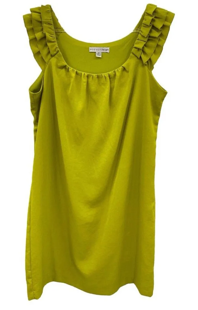 Madison Leigh Womens Green Sleeveless Ruffle Round Neck Dress Size 12 Lined - Image 1