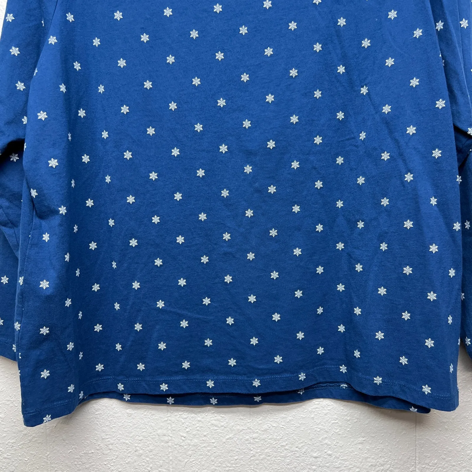 CJ Banks Snowflake Printed Top Womens 1X 100% Cotton Sustainable Everyday Wear Blue - Image 8