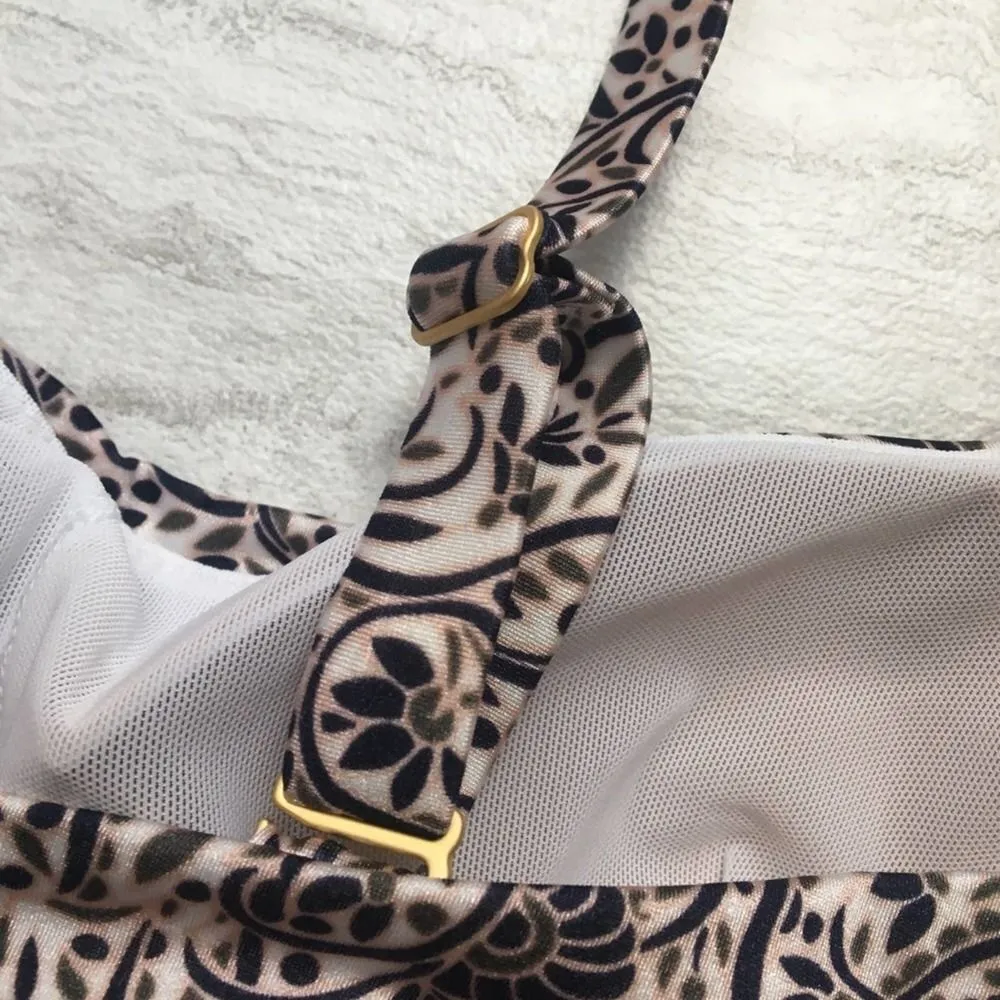 Athleta Aqualuxe Batik Bra-Sized Floral Mid Coverage Bikini Top 40B/C Adjustable - Image 5