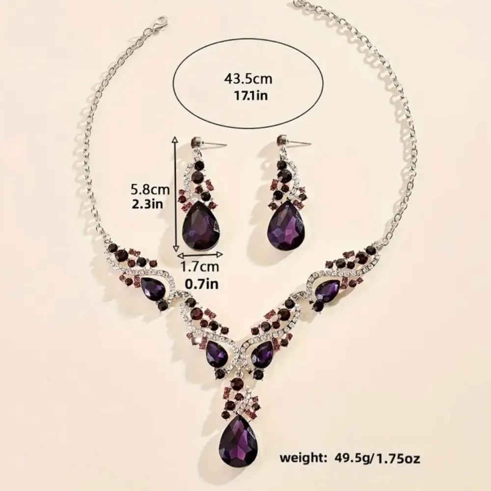 Amethyst Necklace & Earrings Set NWT Purple - Image 4