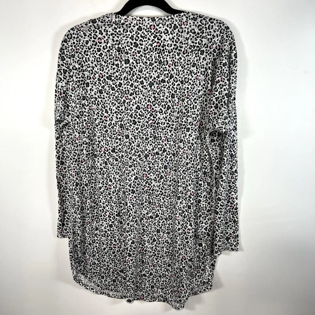 Victoria's Secret Black White Animal Leopard Long‎ Sleeve Sleep Shirt Sz M NWT - Image 6