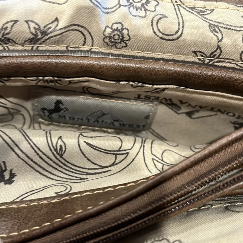 Montana West Studded Tooled Faux Leather Top Handle & Shoulder Strap Cowgirl Bag - Image 14