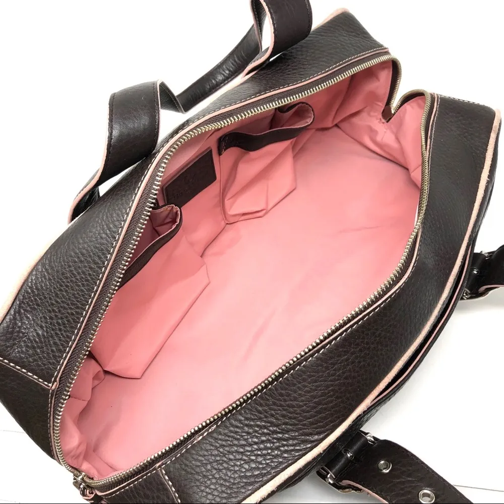 COLE HAAN Chocolate brown textured leather bag - Image 4