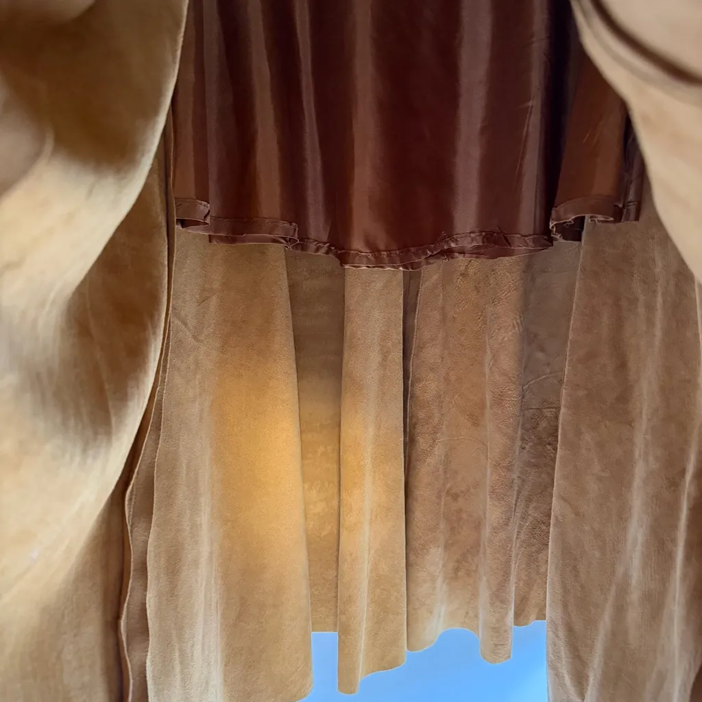Vintage 70's Genuine Leather Made in USA soft suede western style midi skirt 3/4 Tan Size undefined - Image 4