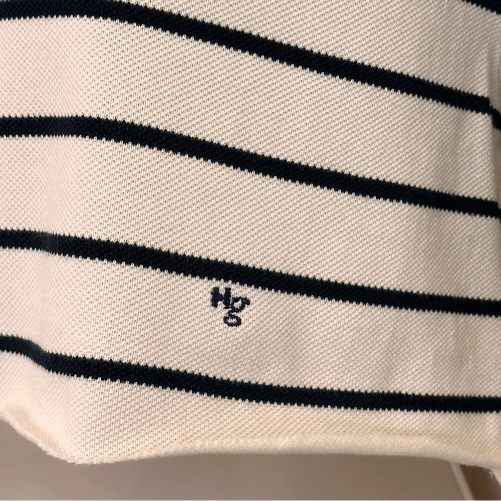 Homme Girls Pique Polo Shirt Cropped Striped Black White Size XS Rugby Preppy - Image 6