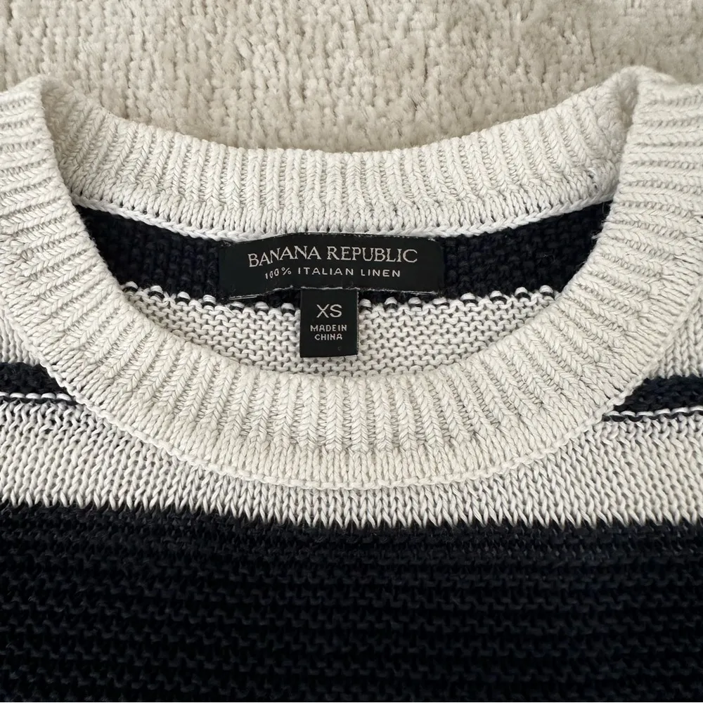 Banana Republic Striped Italian Linen Knit Woven Short Sleeve Sweater Sz XS - Image 8
