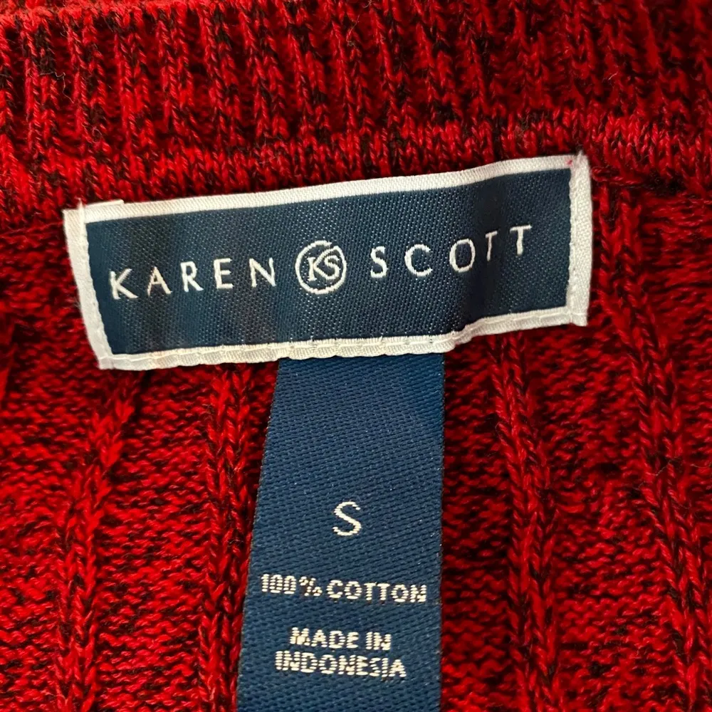 Karen Scott  Red Cable Crew Sweater - Image 3