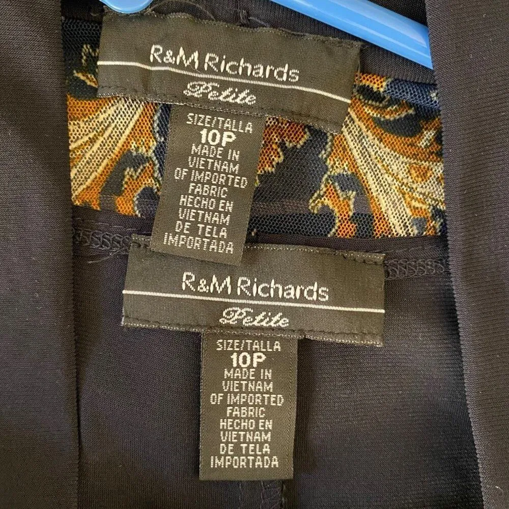 R&M Richards sz 10P paisley print navy metallic gold dress and jacket‎ - Image 11