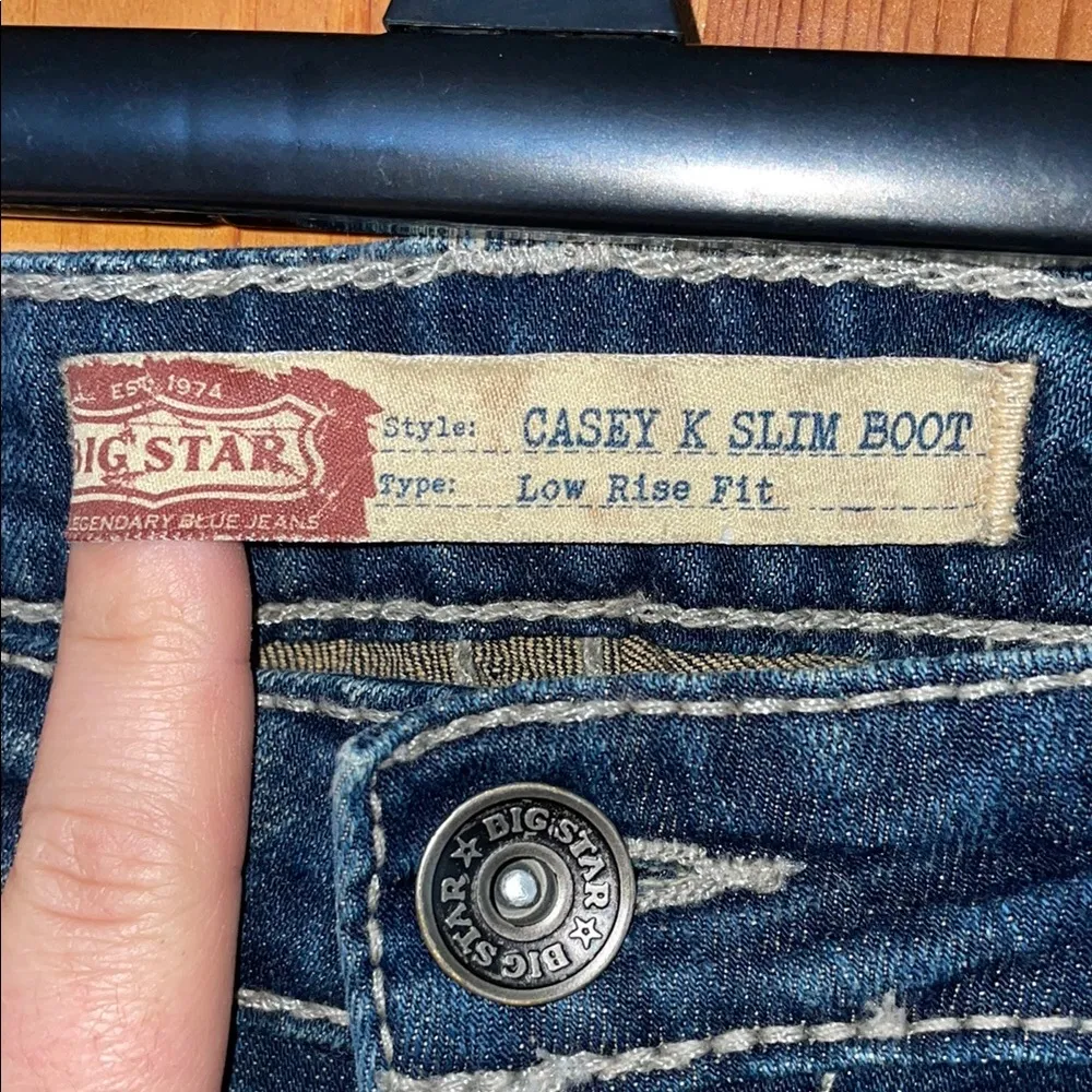 Classic Blue Straight Leg Jeans Casey k slim boot low rise jeans size 27 - Image 5