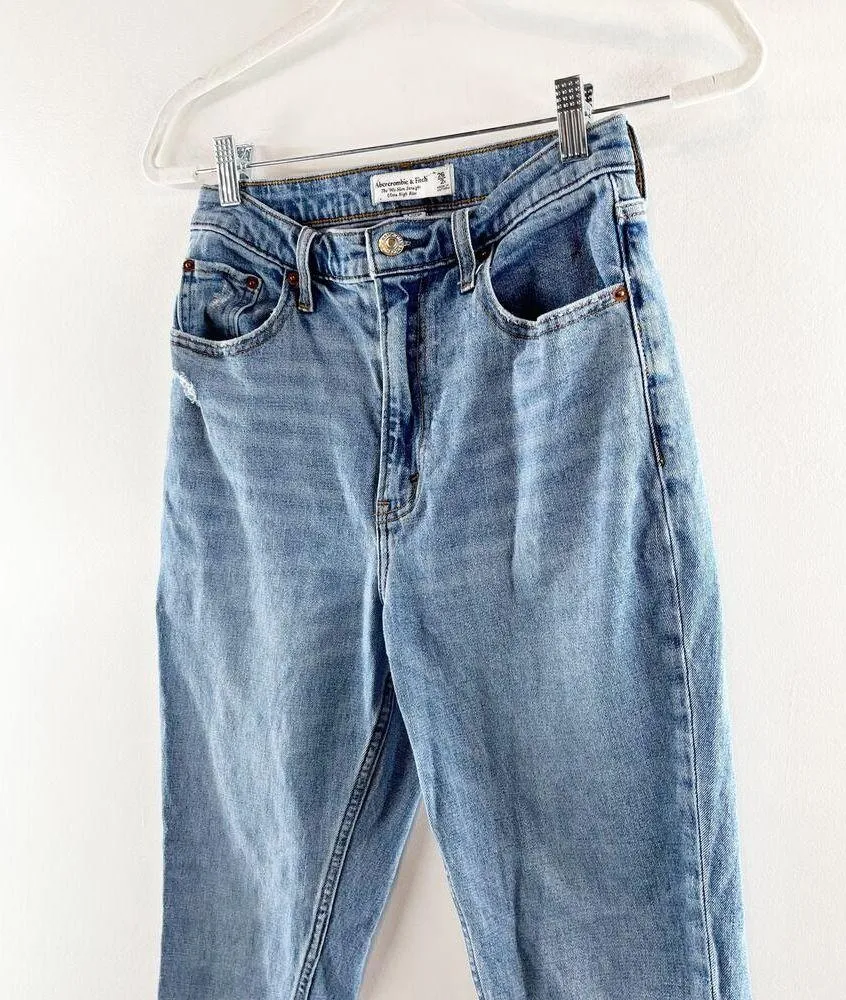 Abercrombie '90s Slim Straight Ultra High Rise Curve Love Jeans Blue 2 / 26 - Image 8