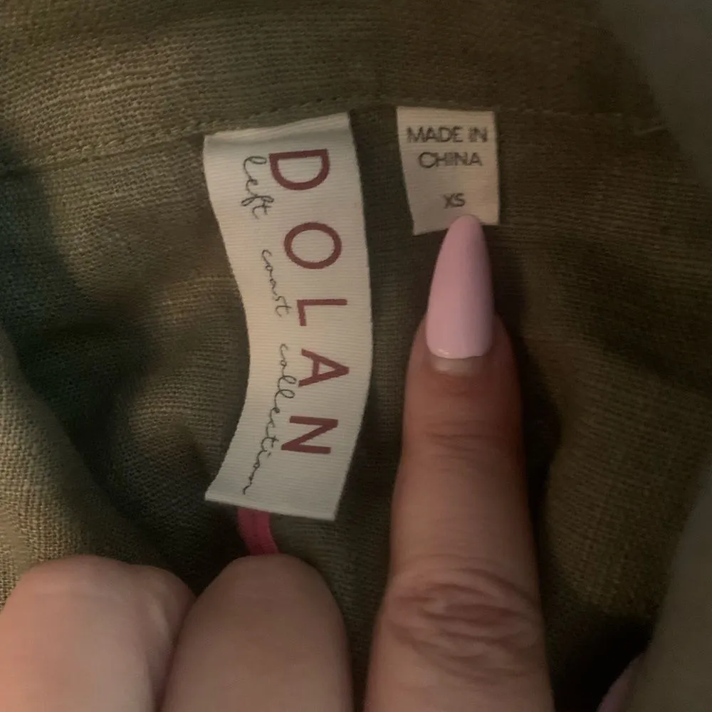 Anthropologie Dolan linen blend Army green boxy cropped utility jacket XS - Image 8