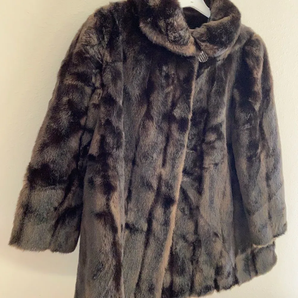 Vintage Grandella II Faux Fur Coat‎ Brown Size L - Image 5