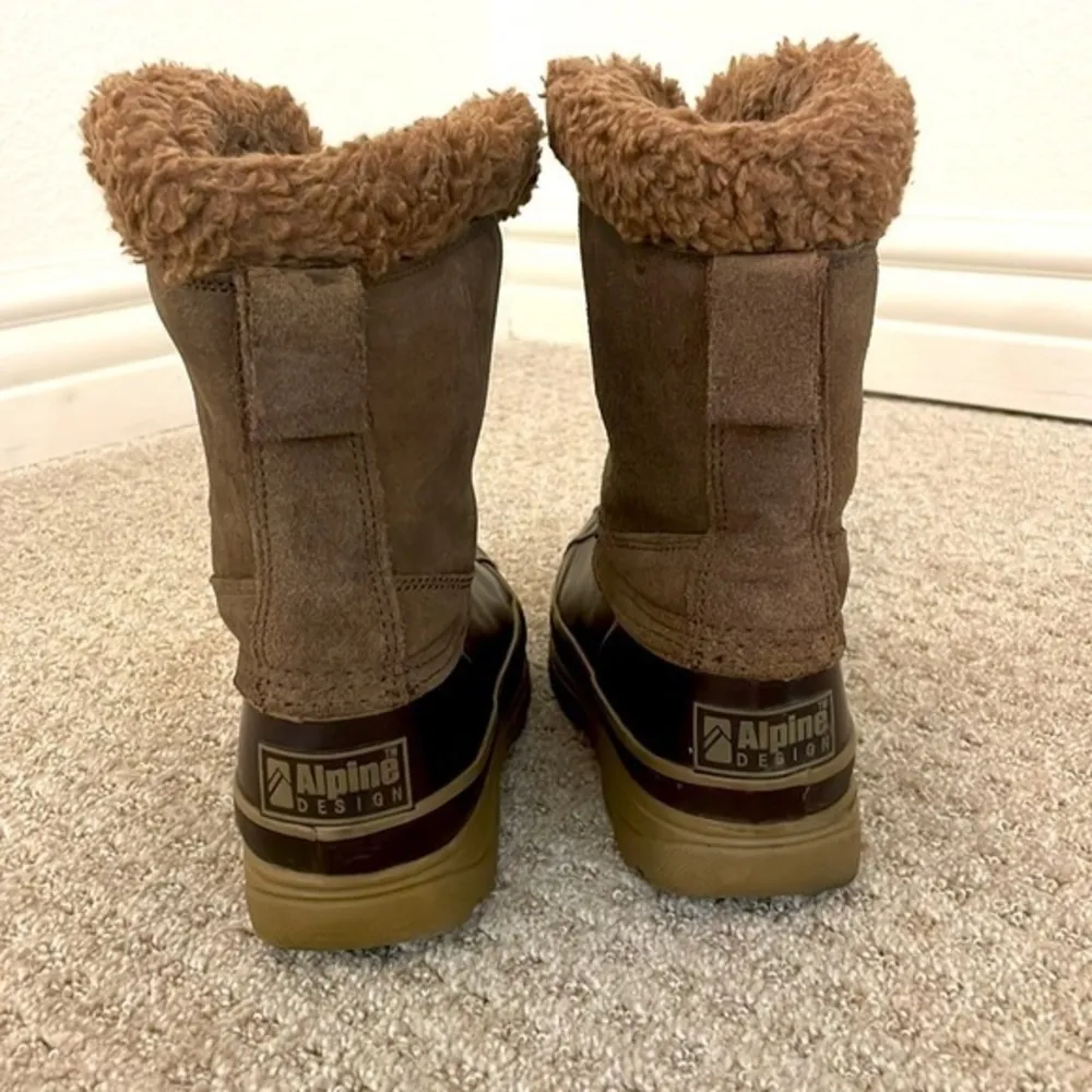 Alpine Design Brown Storm Sherpa Lined Zip Up Duck Boots - Image 4