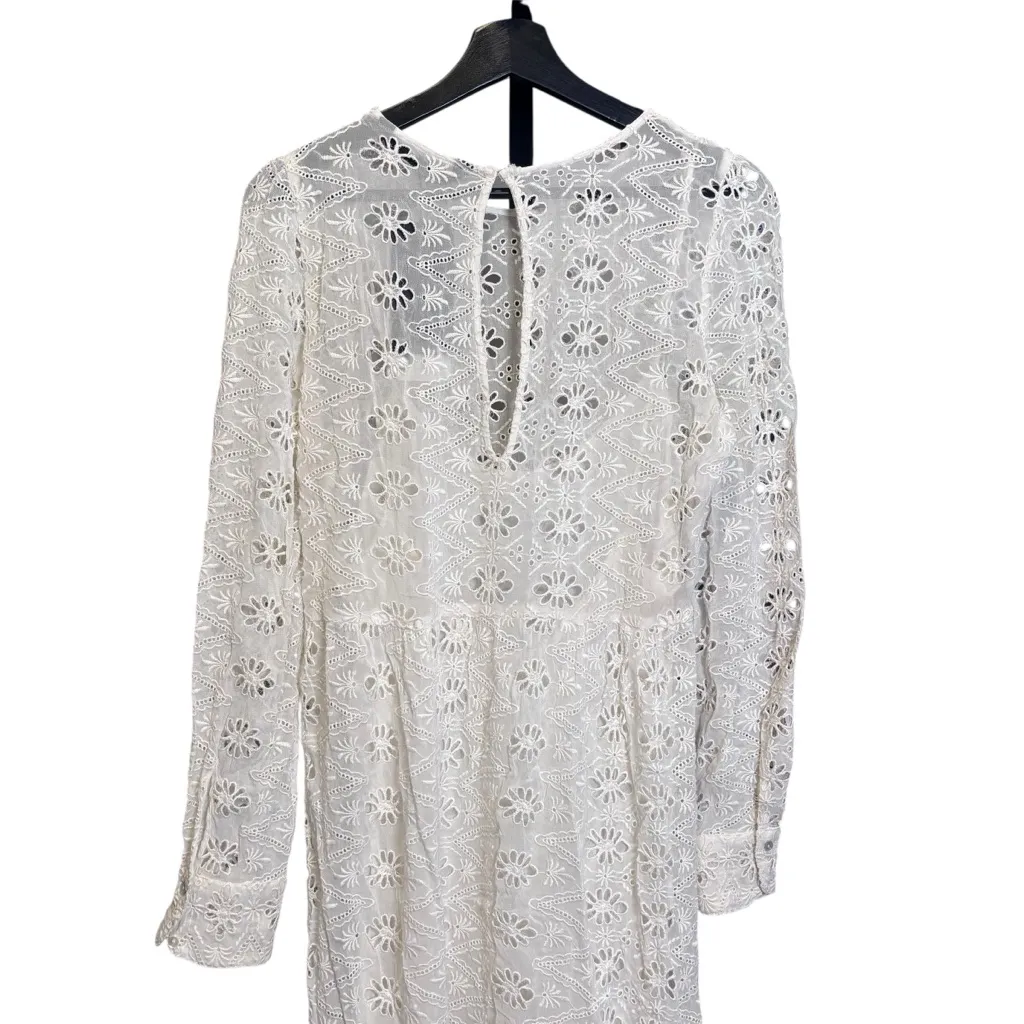 Zara Crochet Cream Lace Long Sleeve Dress Size Large - Image 9