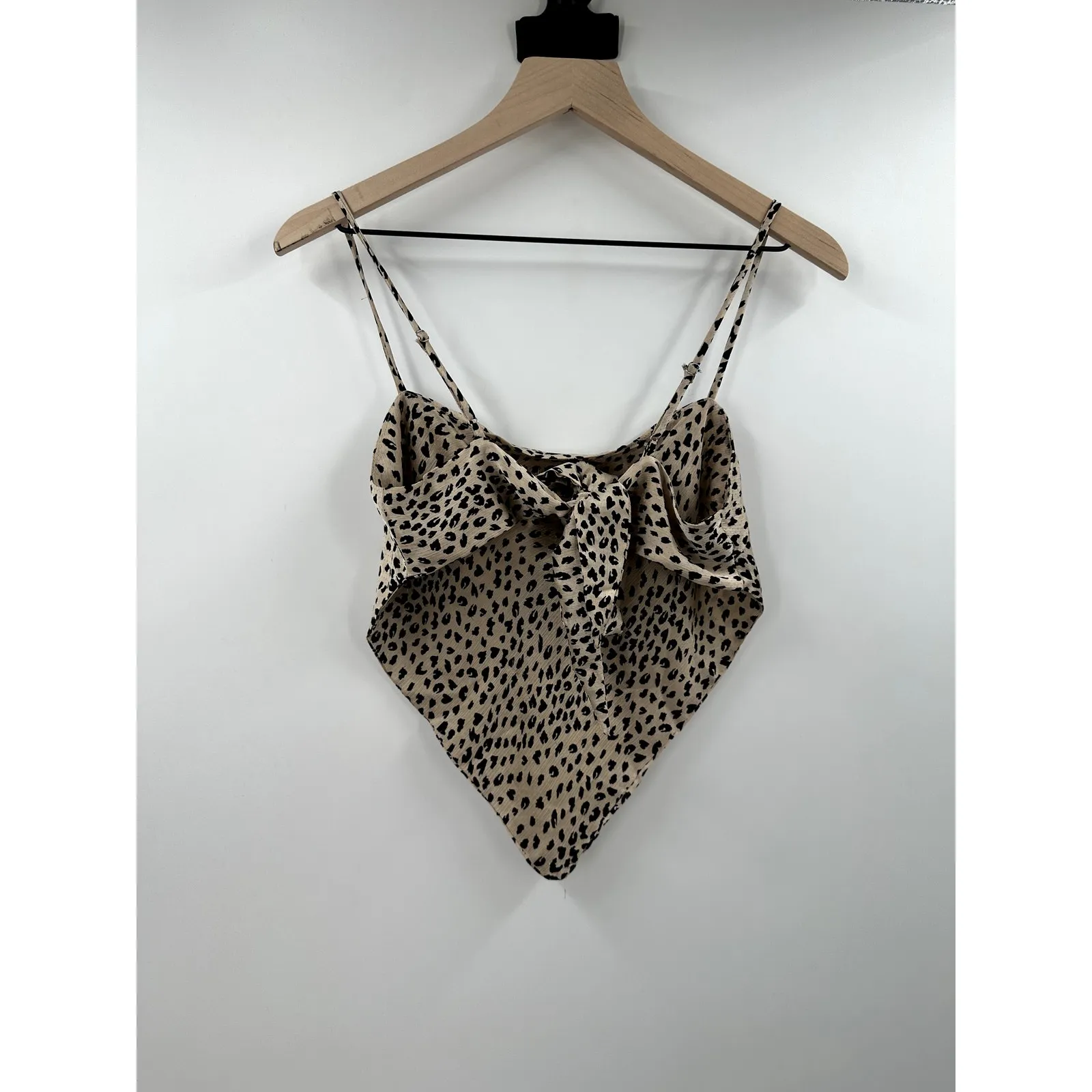 Princess Polly  Leopard Print Tie Back Cropped Open Back Top Size 8 - Image 5
