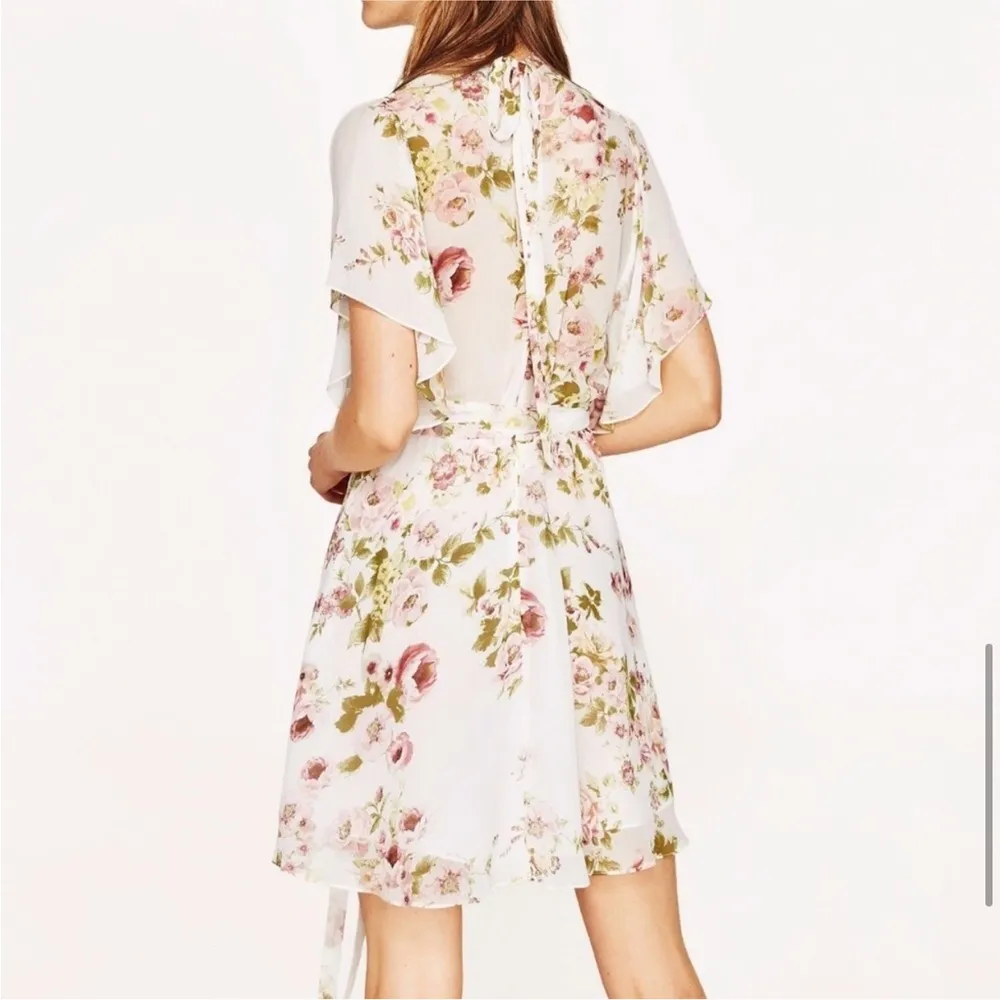 ZARA Frilled Floral Chiffon Dress - Image 9