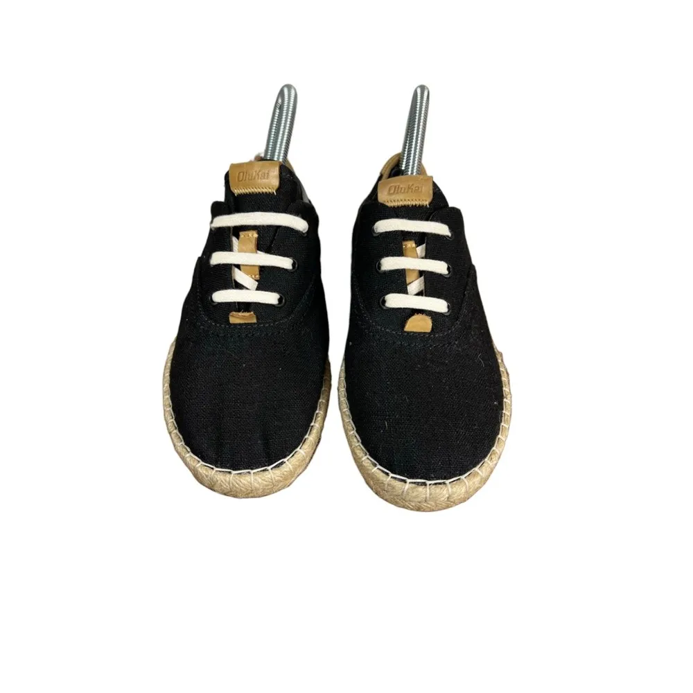Olukai Kaula Pa'a Li Black Espadrille Lace Up Women's Size 7 NEW without tags - Image 2