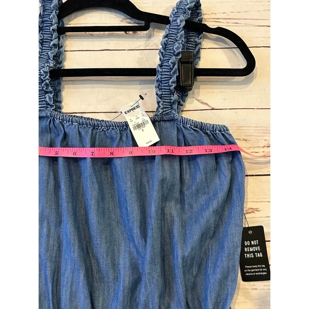 Express Denim Chambray Romper Size Small 90s Kidcore - Image 9