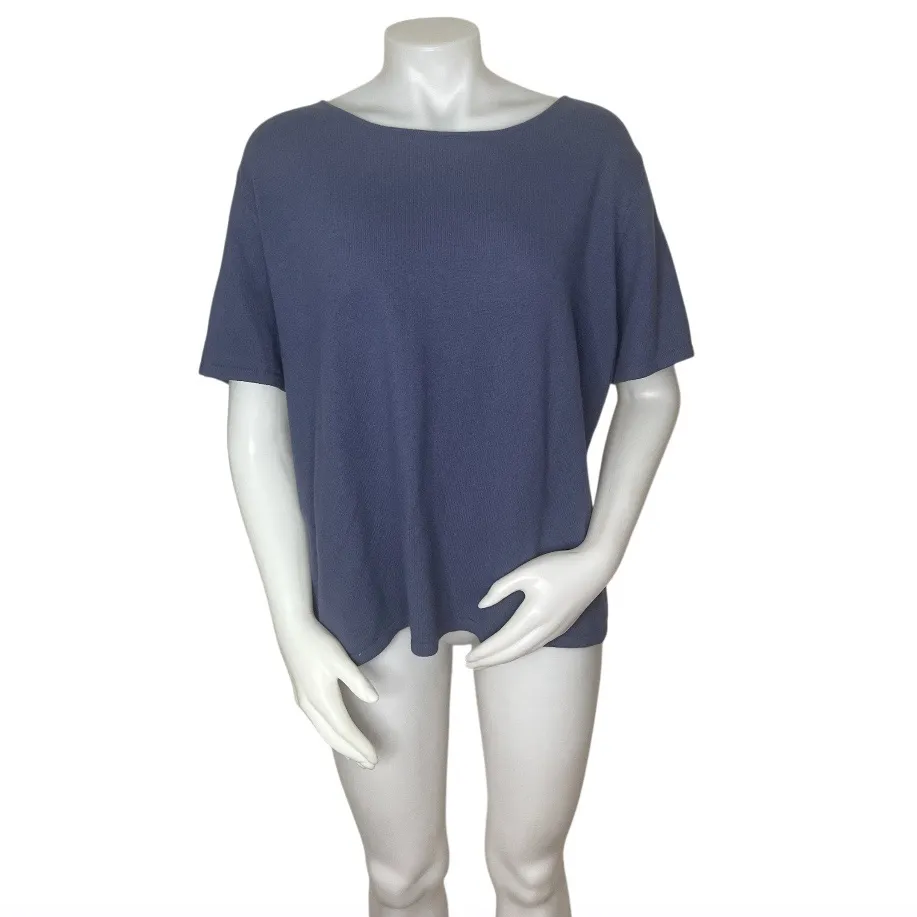 RANDOLPH DUKE Sweater Twin Set Faux Fur Collar Angora Merino Blend Plus Size 3X Blue - Image 4