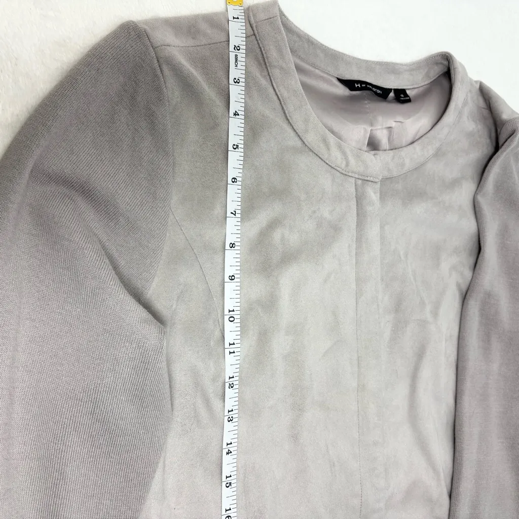 H by Halston gray faux suede knit sleeve jacket Size 16 - Image 10