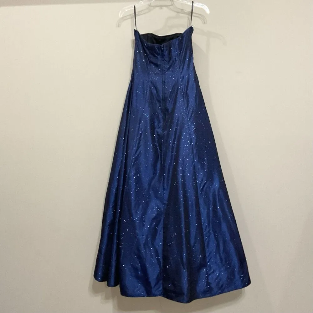 Scott McClintock Blue Glitter Strapless Formal Dress Gown Fit & Flare Maxi Sz 6 - Image 5