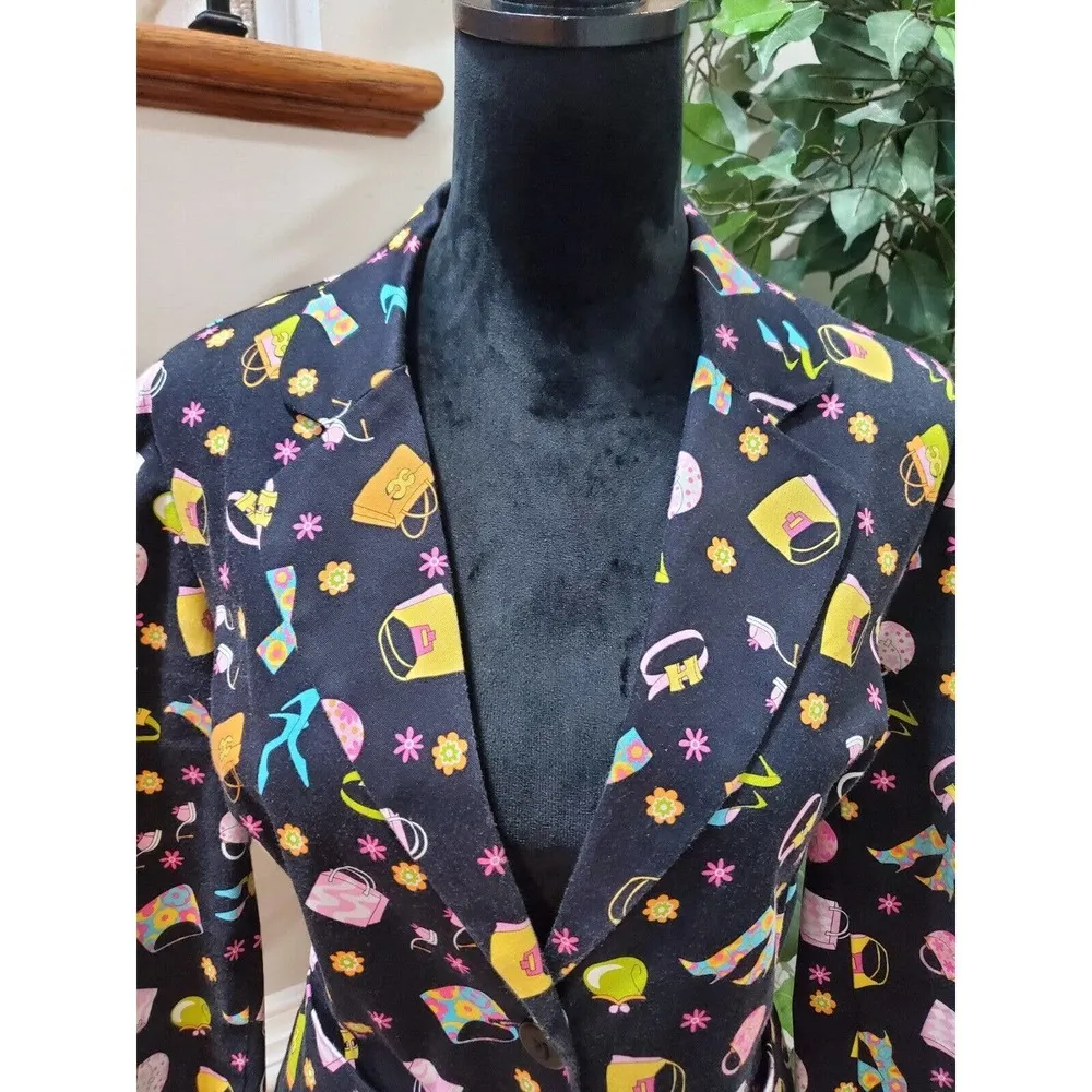 Briggs New York Womens Multicolor Single Breasted 2 Button Blazer Jacket Size 12 - Image 3