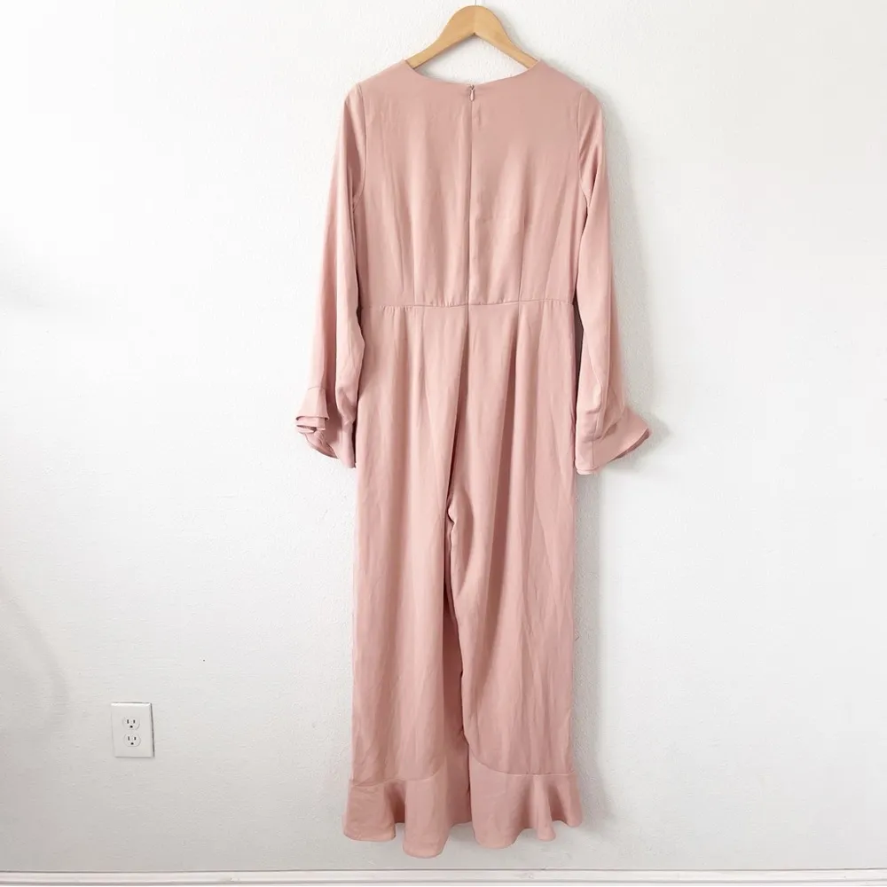 Veiled Long Sleeve Jumpsuit in Blush Pink Size M - Image 6