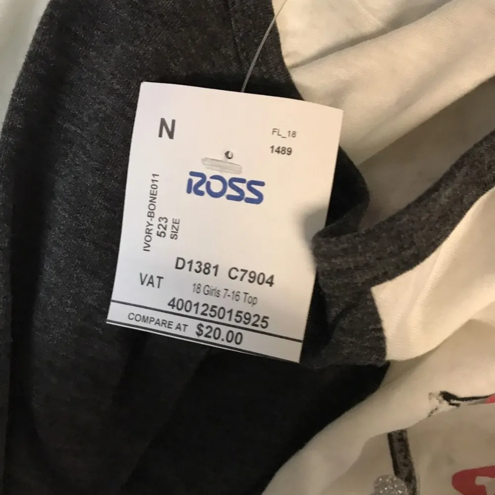 Girls Lily Blue LS Raglan Paris Gray White T Shirt Size L - Image 6