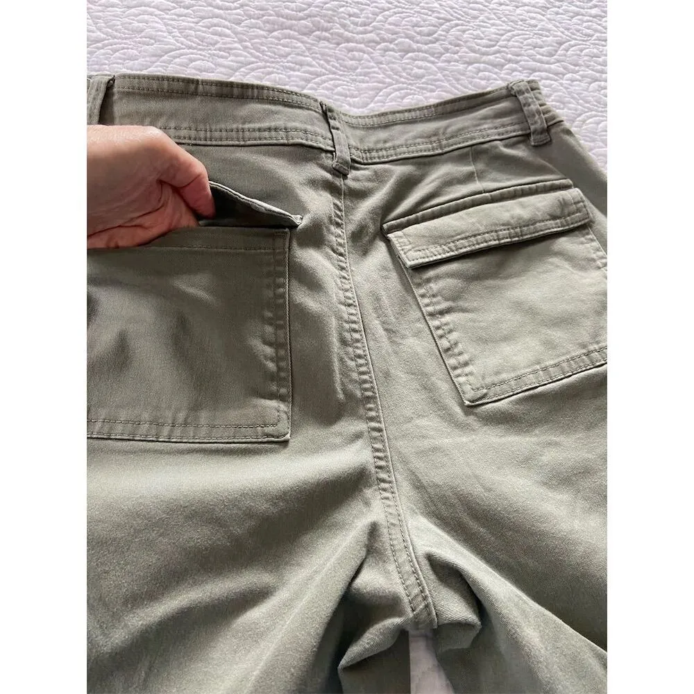 A New Day Utility Pants Size 6 Army Green Casual Straight Leg Cotton Blend Pants - Image 6