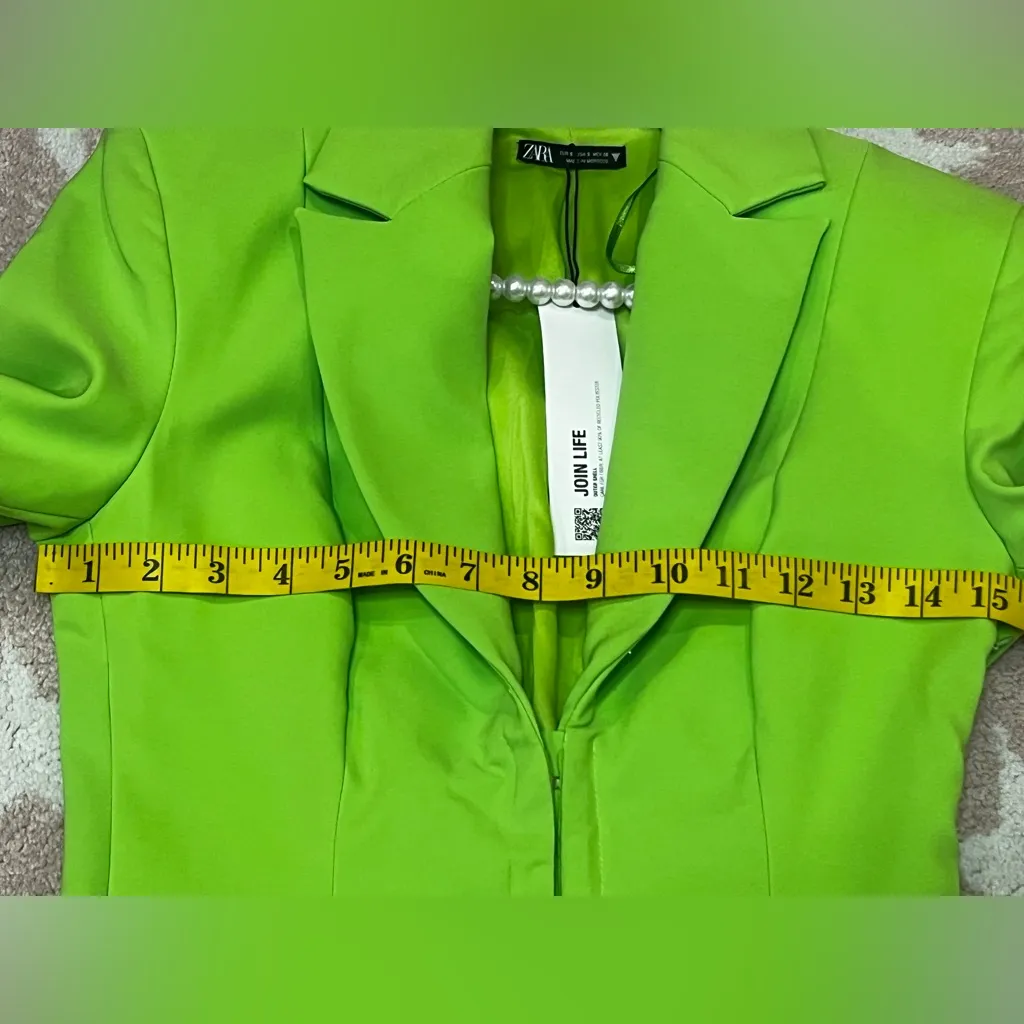 Zara lime green fitted blazer dress Size S - Image 11