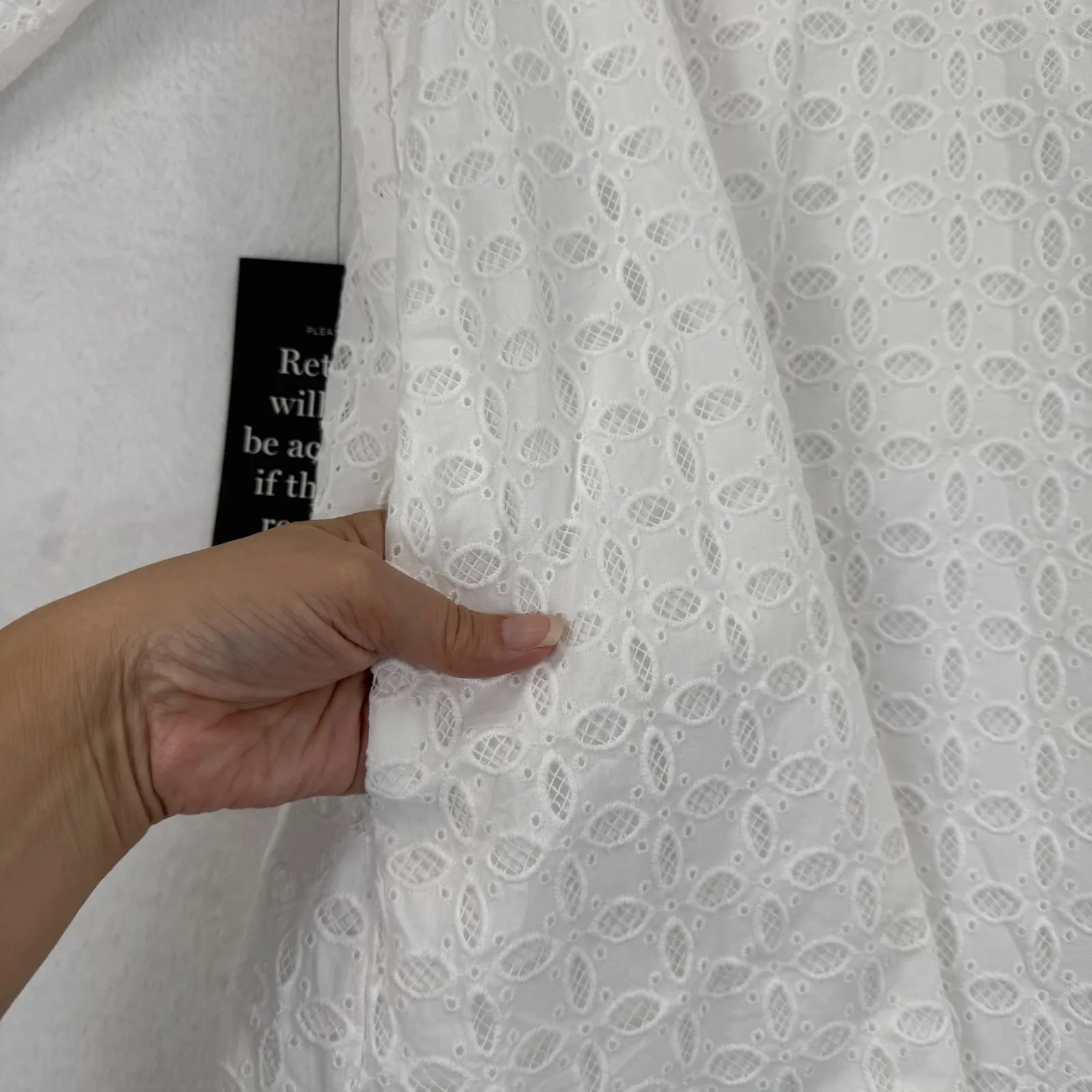 Tuckernuck Eyelet Megan Dress White Cotton Blend Size S Button Detail - Image 8