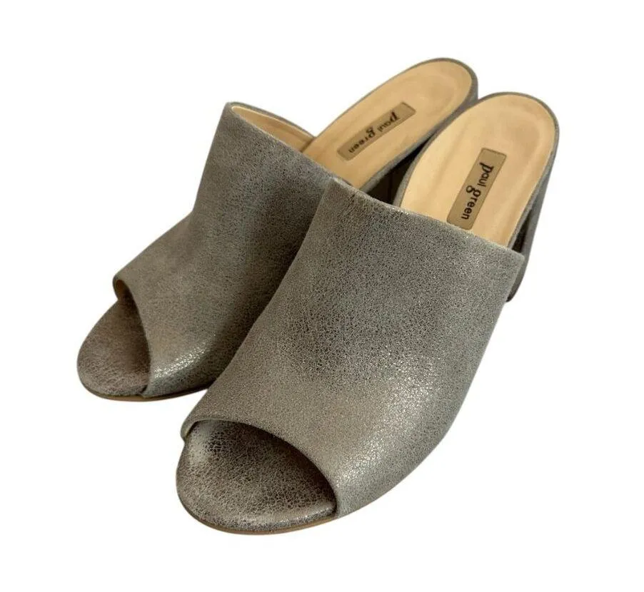 Paul Green Slide Block Heel Sandals Open Toe Textured Leather Size 4.5 EU/7 US - Image 2