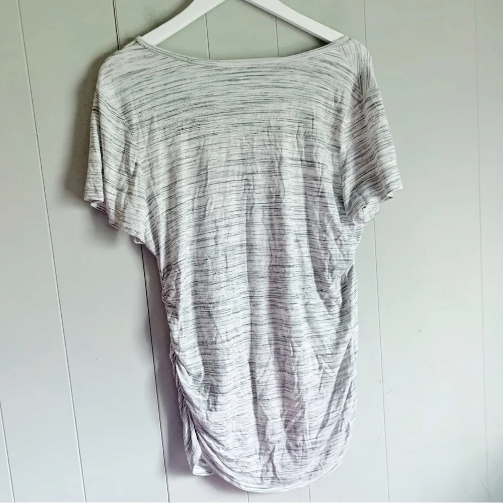 MOTHERHOOD MATERNITY Spacegray V-Neck Side Ruched Maternity Tee 1X - Image 3